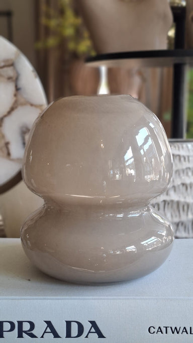 Glazen vaas Bubble rond taupe