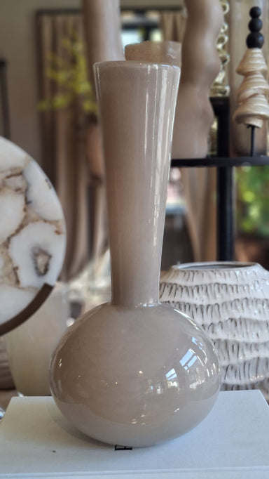 Glazen vaas Tube taupe