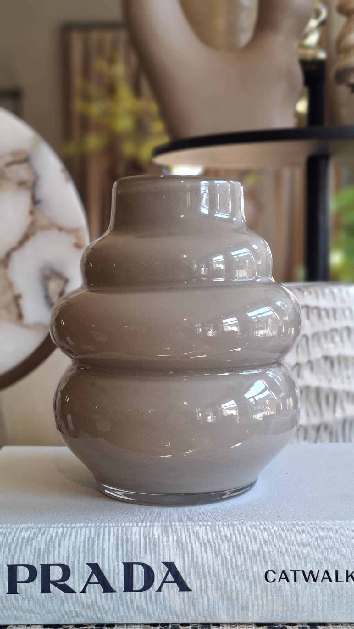 Glazen vaas Bubble midden taupe