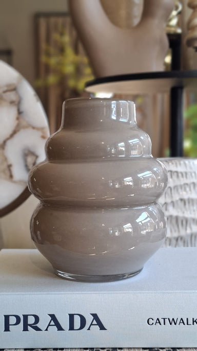 Glazen vaas Bubble midden taupe