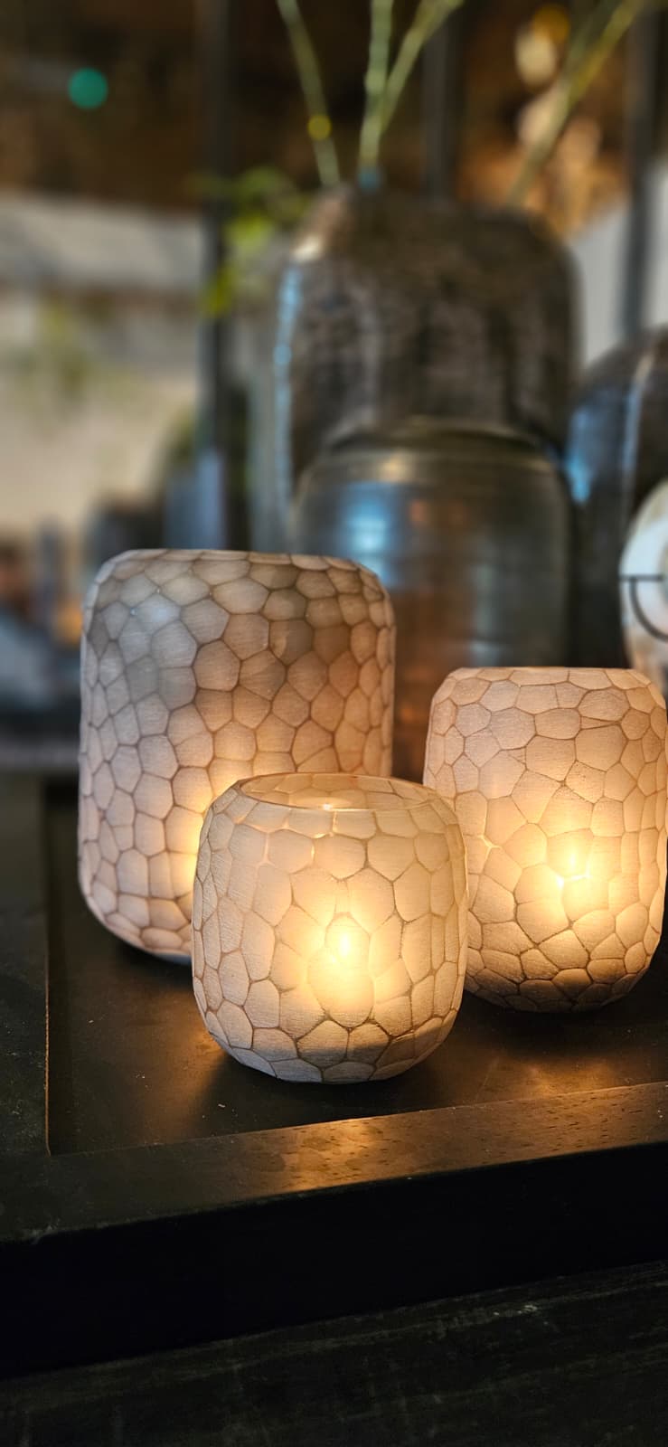 Pebble Sfeerlicht & Vaasje | Créme